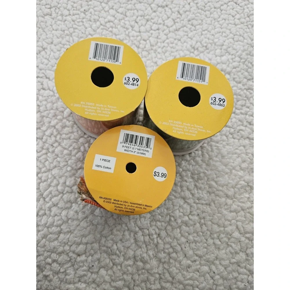Vintage 2002 Autumn Accents Ribbon Orange Green New & Used‎ Lot Of 3 Spools Fall